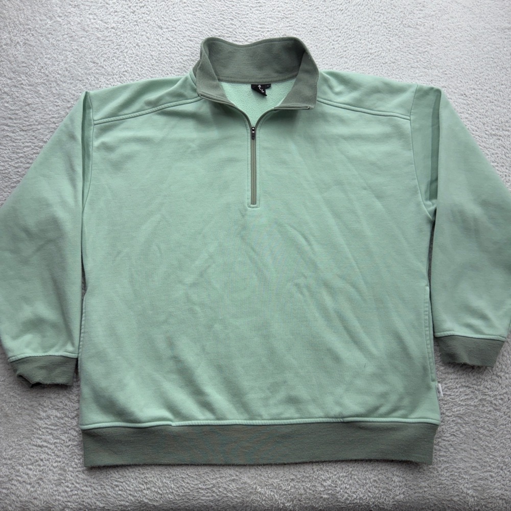 Woolx Merino Wool Quarter Zip Pullover Sweatshirt Mint Green Mens Large 11616